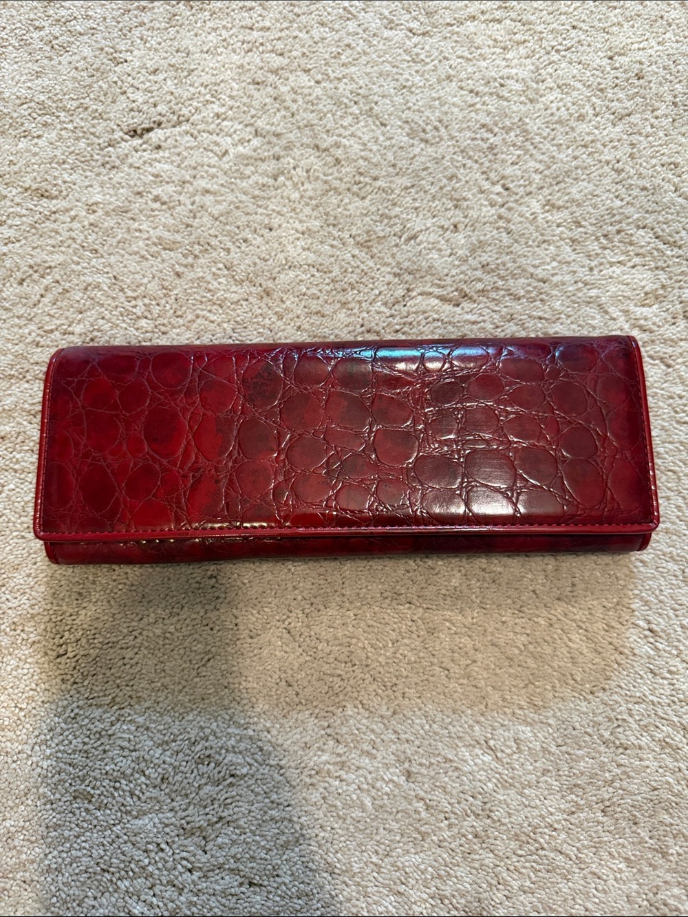 Red Croc-Embossed Leather Clutch Wallet from Aldo